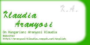 klaudia aranyosi business card